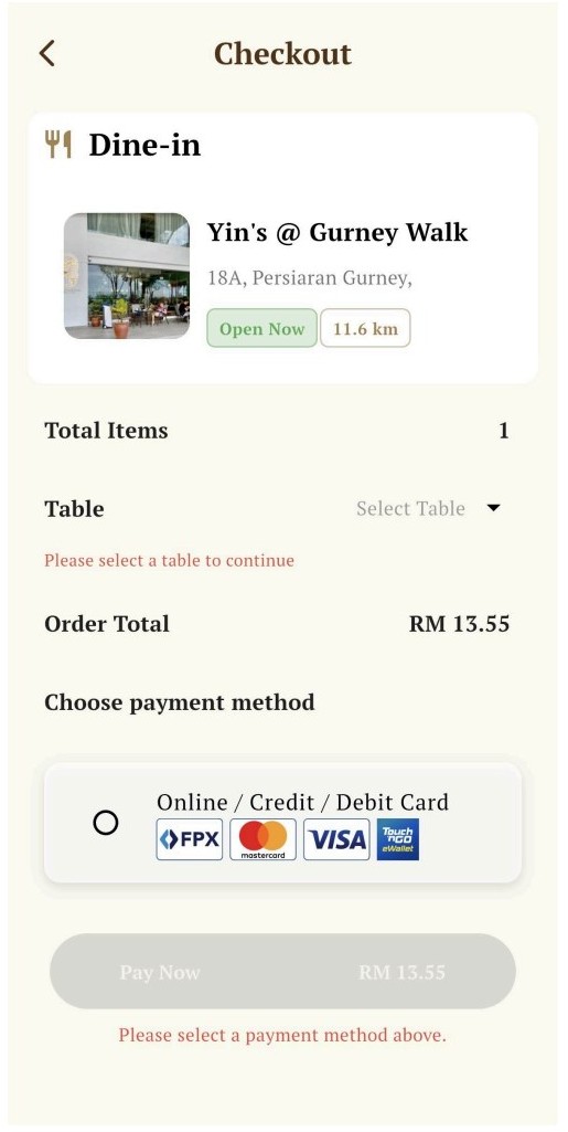Checkout app screen