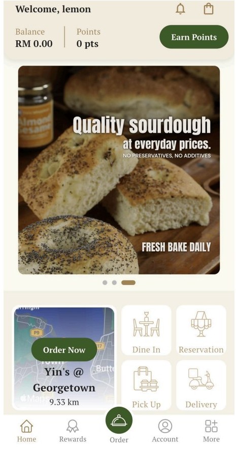 Home app screen